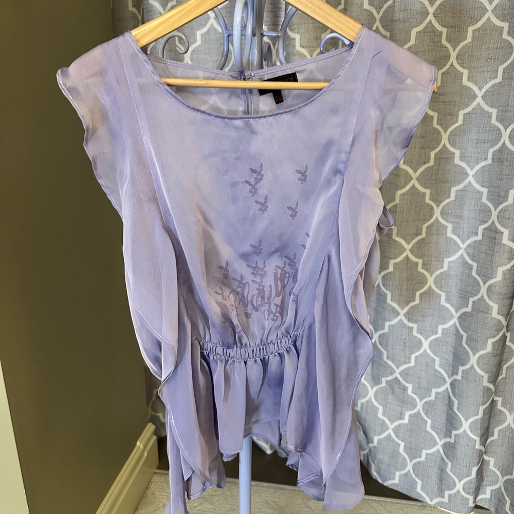 PLAYBOY Lavender Blouse with Sheer Details. Ptp:17.5”